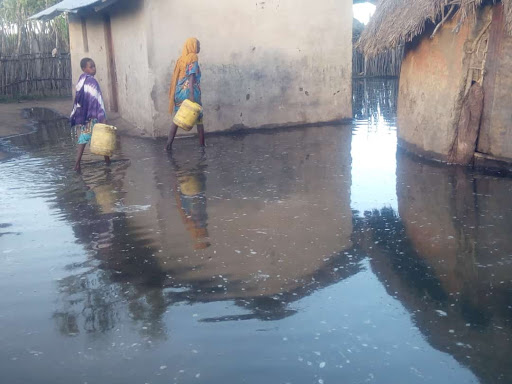 Houses submerged by floods in Lamu.