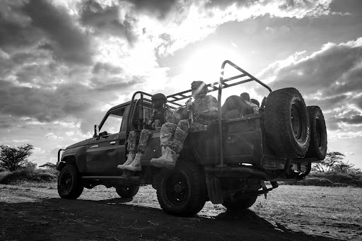 A vehicle carrying security officers in Samburu County.