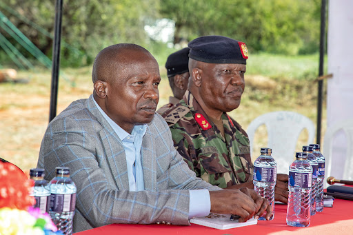 Interior CS Kithure Kindiki during a meeting with security officers at Archer's Post in Samburu County on December 28, 2023.