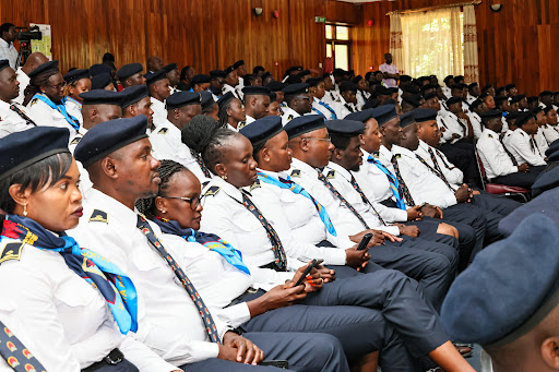 Newly recruited Immigration officers at the Kenya School of Government in Kabarnet, Baringo county.