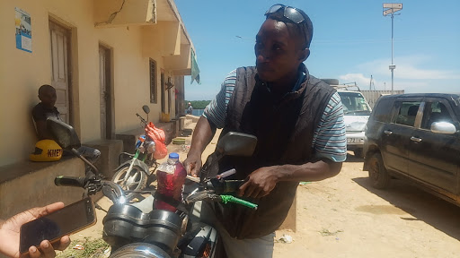 A boda boda operator in Mokowe town on Friday.