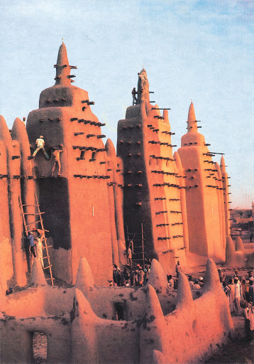 The mud mosque of Djenne. The soaring spires and columns inspired the architecture of African Heritage House