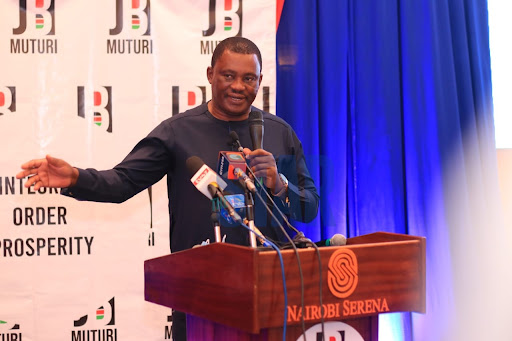 Speaker of National Assembly and presidential aspirant Justin Muturi during a consultative breakfast meeting with Nairobi County traders at Serena Hotel on August 26, 2021.