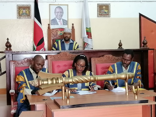 Lamu County Assembly speaker Abdulkassim Ahmed chairs a session.