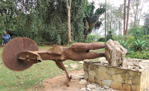 Thieves with sledge hammers tried to topple this priceless statue by Francis Nnaggenda and sell it for scrap metal