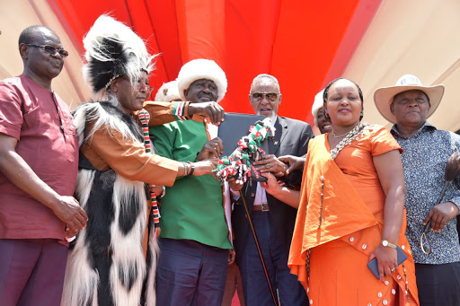 Meru Governor Kiraitu Murungi, Nyandarua Francis Kimemia, Kirinyaga Governor Anne Waiguru at Kinoru Stadium Meru When they Presented BBI Memorandum to Opposition Leader Raila Odinga and Chairman BBI Task Force Yusuf Haji../dennis Dibondo