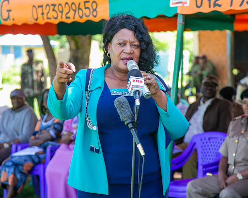 Former Senator Elizabeth Ongoro speaks during the event.