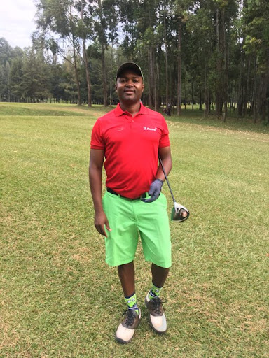 New Kisii Sports Club golf captain, Jared Mogeni, during a practice session at the golf course 