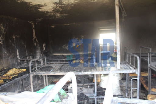 Remains of a dormitory that burned down at Ofafa Jericho High school on Monday, September 20, 2021.