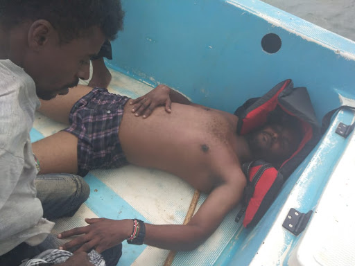 One of the sailors shortly after he was rescued.