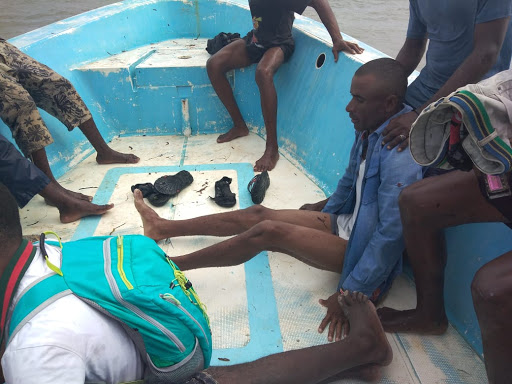 The sailors shortly after they were rescued by KWS officers from the Mkokoni camp.