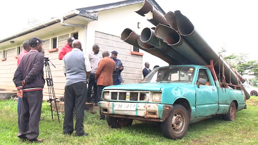 Some of the water pipes recovered by police