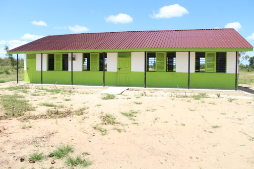 A newly completed modern classrrom block at Salama Primary.