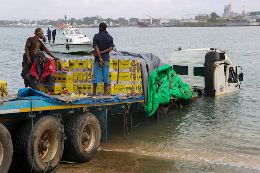 A truck plunged into the Indian Ocean on Wednesday morning.