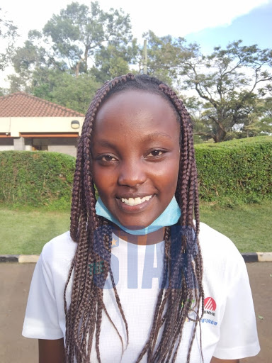 Sharon Chepng'eno Terer who got an A of 87.173 ranks 3rd countrywide from Kenya High School. Photo/MARGARET WANJIRU