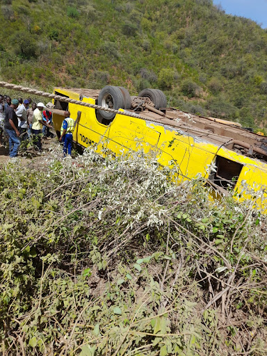 Kapsabet High School bus overturned after veering off the road along Karbaret-Marigat Road in Baringo County on March 16, 2024.