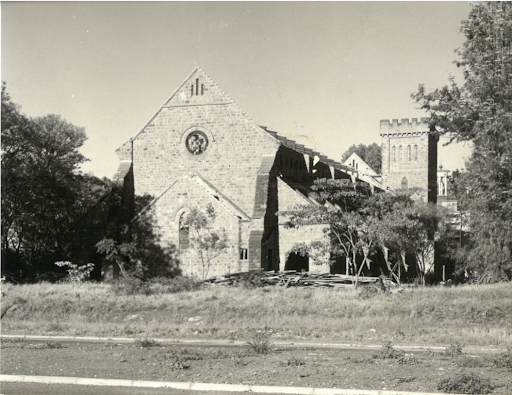 A permanent structure of St Stephen's Cathedral built in 1923 along Jackson Road (current Parliament Road)