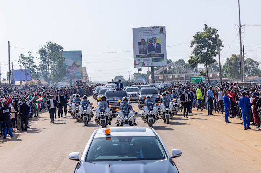 President William Ruto arriving for Madaraka Day celebrations at Masinde Muliro Stadium June 1, 2024 