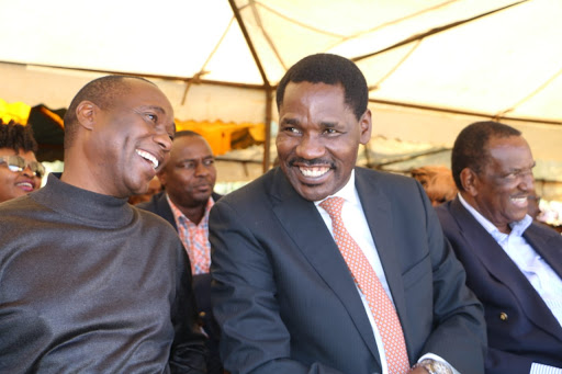 Meru assembly Minority leader Ayub Bundi and Trade CS Peter Munya.