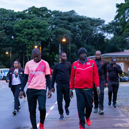 Deputy President Rigathi Gachagua with other officials accompanying him during a morning walk on November 23, 2023.