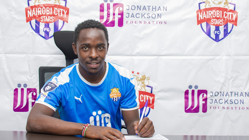 Leftback Balton Omwenga puts pen to paper when he joined Nairobi City Stars