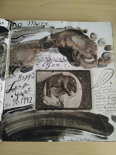 Peter Beard's footprint, lots of smearing, etc, and his written addenda, including a reference to 'Court No. 1' on the bottom right 