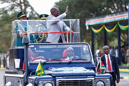 President William Ruto at the NYS  pass out parade ceremony at the Gilgil training academy in Nakuru on March 3, 2023