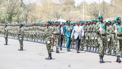 President William Ruto at the NYS  pass out parade ceremony at the Gilgil training academy in Nakuru on March 3, 2023