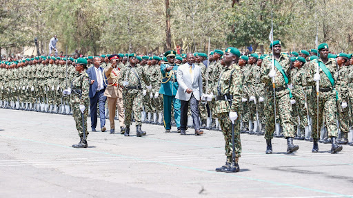 President William Ruto at the NYS  pass out parade ceremony at the Gilgil training academy in Nakuru on March 3, 2023