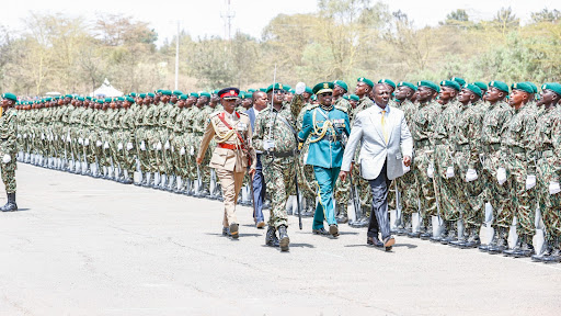 President William Ruto at the NYS  pass out parade ceremony at the Gilgil training academy in Nakuru on March 3, 2023