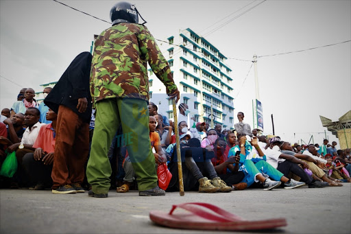 Mombasa residents after the nationwide curfew took effect on Friday, March 27, 2020.