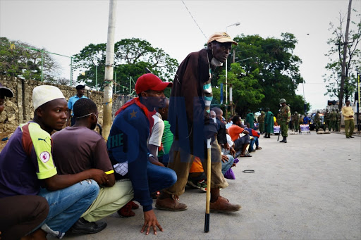 Mombasa residents after the nationwide curfew took effect on Friday, March 27, 2020.