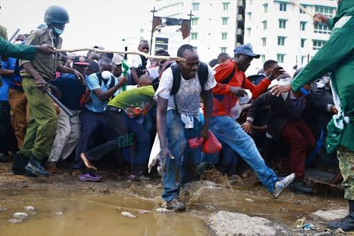 Mombasa residents after the nationwide curfew took effect on Friday, March 27, 2020.