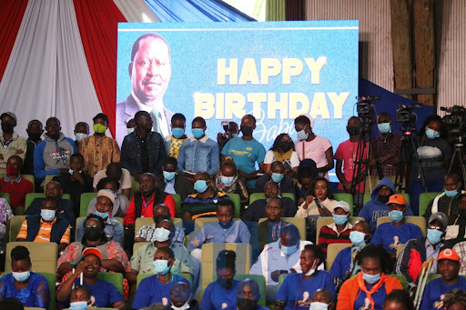 Raila Odinga supporters attending his birthday party at Bomas of Kenya on January 7, 2022. 