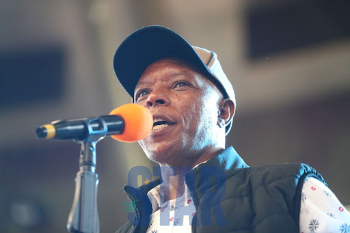 Maina Njenga addresses supporters of Raila during his birthday party at Bomas of Kenya on January 7, 2022. 