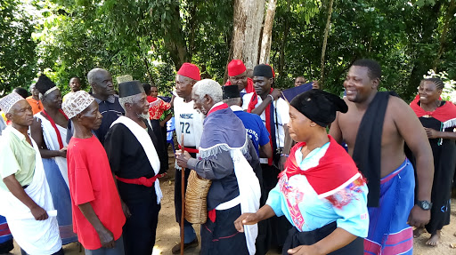 Kaya elders dance after performing rituals at Kaya kinondo in Msambweni in 2019.