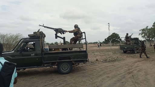 KDF soldiers on patrol in Lamu.